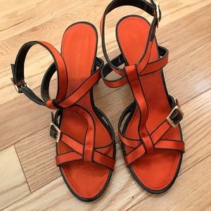 Enzo Angiolini orange satin sandals